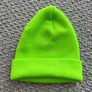Neon green urban outfitters beanie